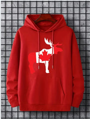 Maple Leaf Canada Print Hoodie – Pullover Sweatshirt with Kangaroo Pocket