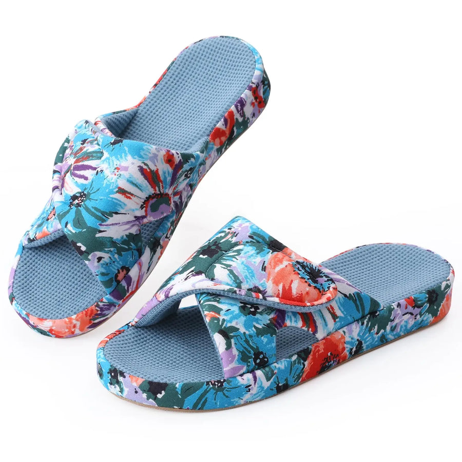 Women’s Waffle Cotton House Slippers with Arch Support