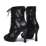 Load image into Gallery viewer, Mesh Zip Dance Ankle Boots – Cuban Heel Ballroom &amp; Latin
