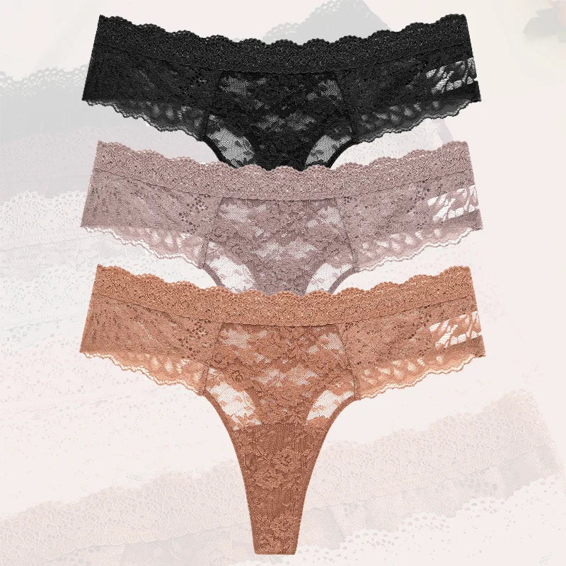 3-Piece Lace Thong Set | OWNLUXE