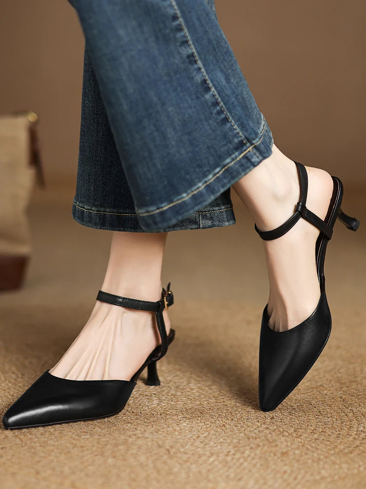 Cross-Tied Ankle-Strap Heeled Sandals – 5cm Slim Heel Summer Shoes