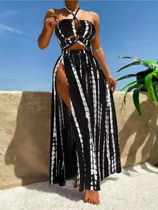 Vela Vikinis Sexy Blue 3 Piece Bikini Set with Padded Bra, High Waist Striped Bottoms & Skirt Women's Swimsuit 2025