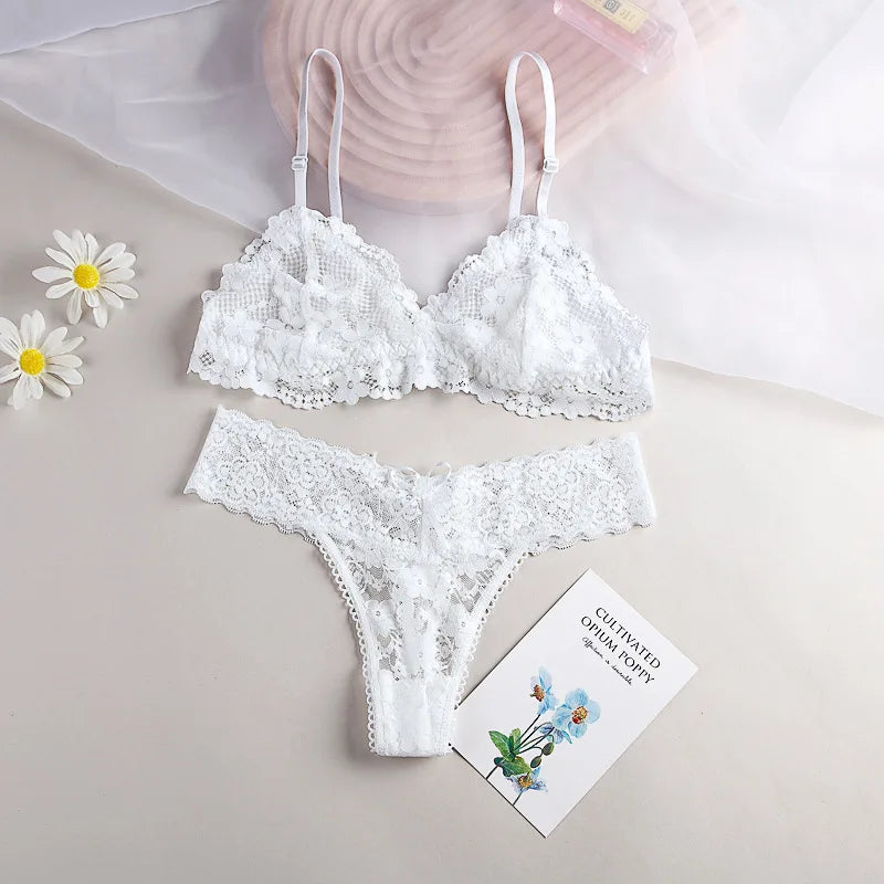Lace Push Up Bra and Brief Set – Wire Free & Ultra Thin