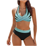 Load image into Gallery viewer, bikini Beach Colour Block Floral Printed Women&#39;s Swimsuit High Waist Two Piece For Teenagers biquinis feminino tendência 2024

