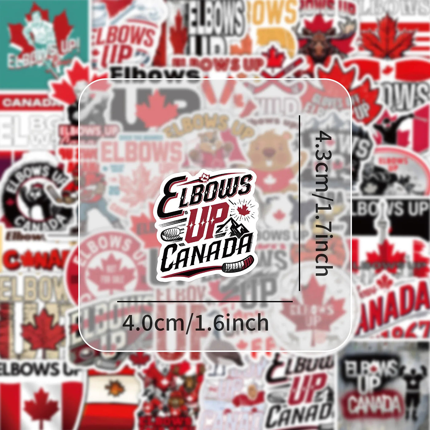 Elbows Up Canada Stickers - 54pc Waterproof Set