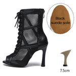 Load image into Gallery viewer, Mesh Zip Dance Ankle Boots – Cuban Heel Ballroom &amp; Latin
