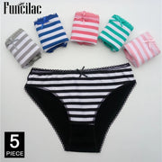 Women's Cotton Bikini Briefs 5-Pack | Striped Low-Rise Underwear | OWNLUXE