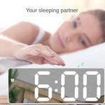 Load image into Gallery viewer, Smart Alarm Clock Bedside Table Led Alarm Clock Digital Children&#39;s Electronic Alarm Clock Curved Screen Mirror Temperature

