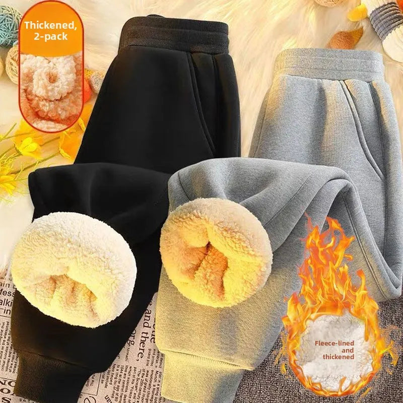 Thickened Lamb Velvet Winter Pants - Fleece Lined Windproof Trousers