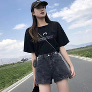 Women's High Waist Wide Leg Denim Shorts Korean | OWNLUXE