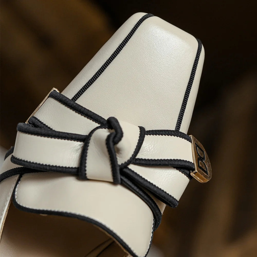 Women's Square Toe Retro Sandals (Beige) | OWNLUXE