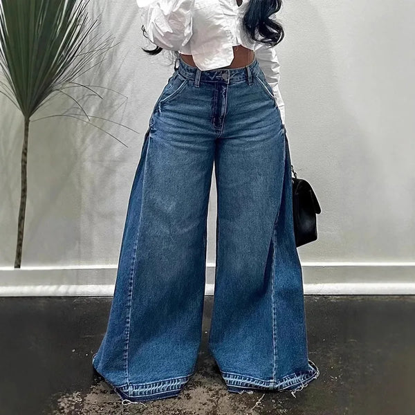 High-Waist Wide-Leg Denim Relaxed-Fit Jeans – Shop at OWNLUXE