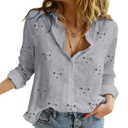 Long-Sleeve Cotton Linen Tunic Blusas | OWNLUXE
