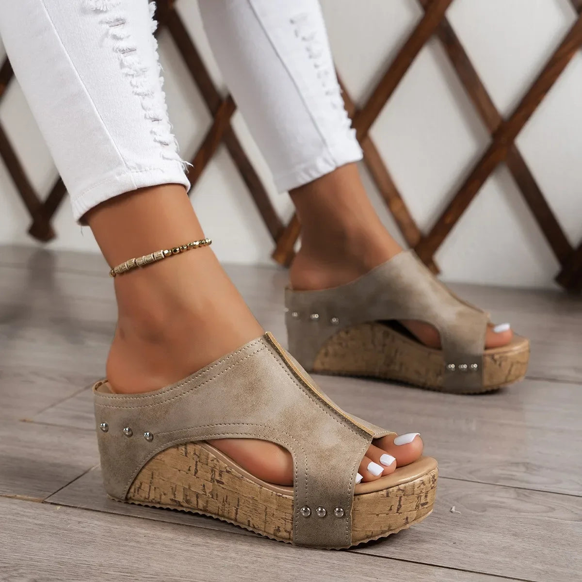Women’s Thick Heel Platform Sandals – Roman Style Slides