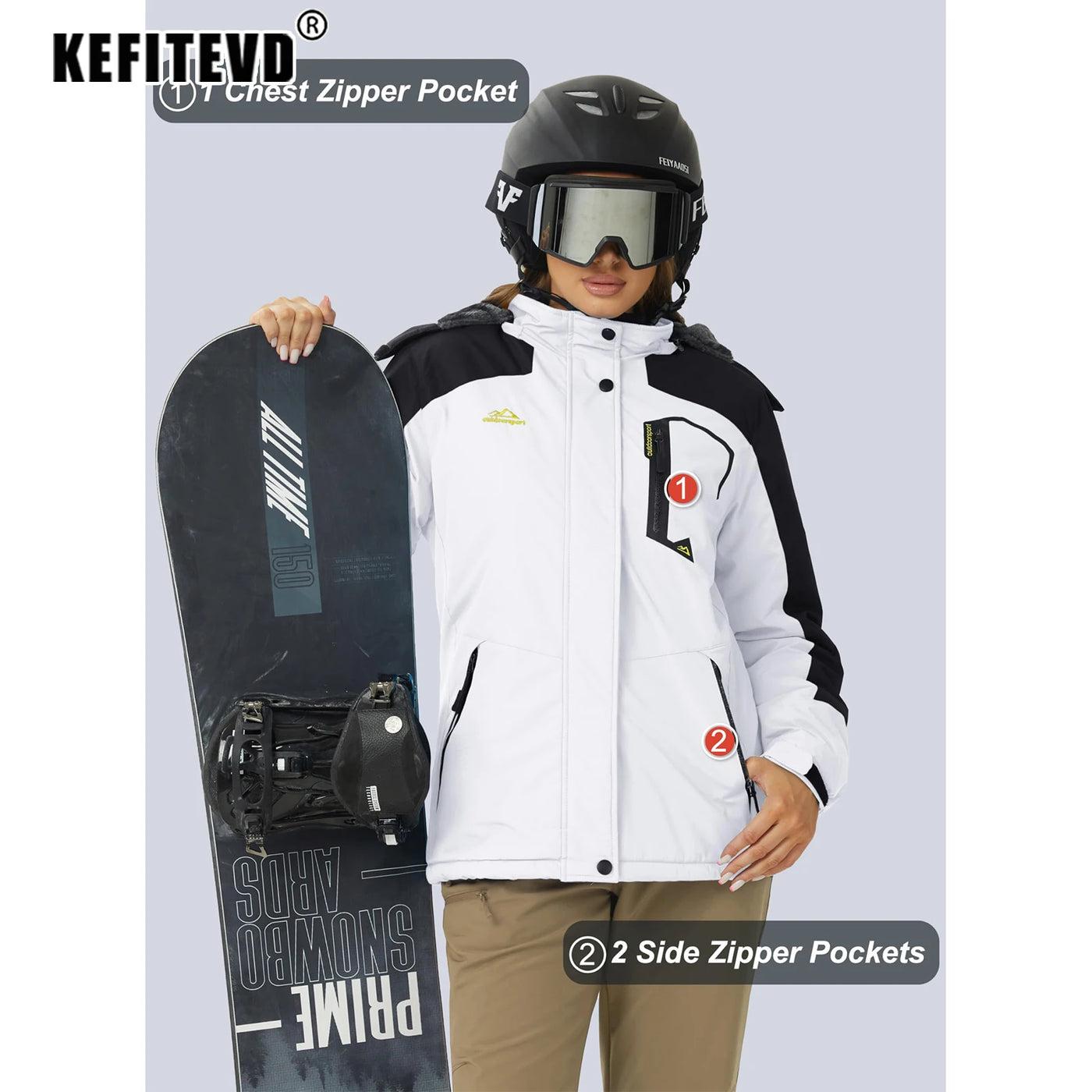 Women's Windproof Fleece-Lined Winter Jacket