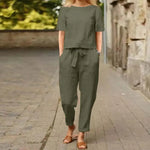Load image into Gallery viewer, Vintage Loose Pullover &amp; Ankle-Length Pants Set – Effortless Summer Ensemble
