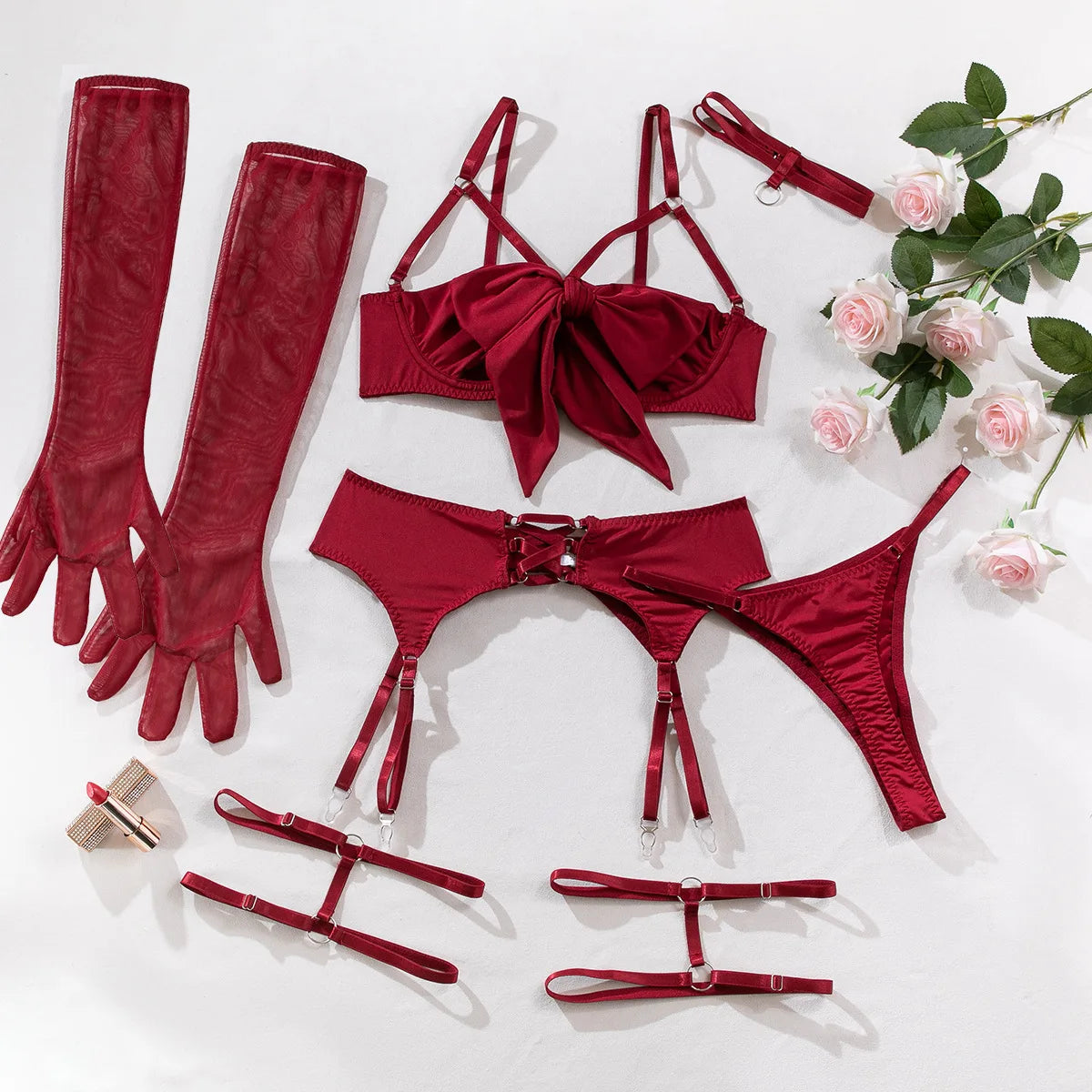 4-Piece Bow Lingerie Set | OWNLUXE