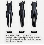 Faux Leather Shaping Jumpsuit - Sleeveless Body Sculpting One-Piece