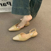 Women's Pointed Toe Low Heel Leather Sandals – Shop at OWNLUXE