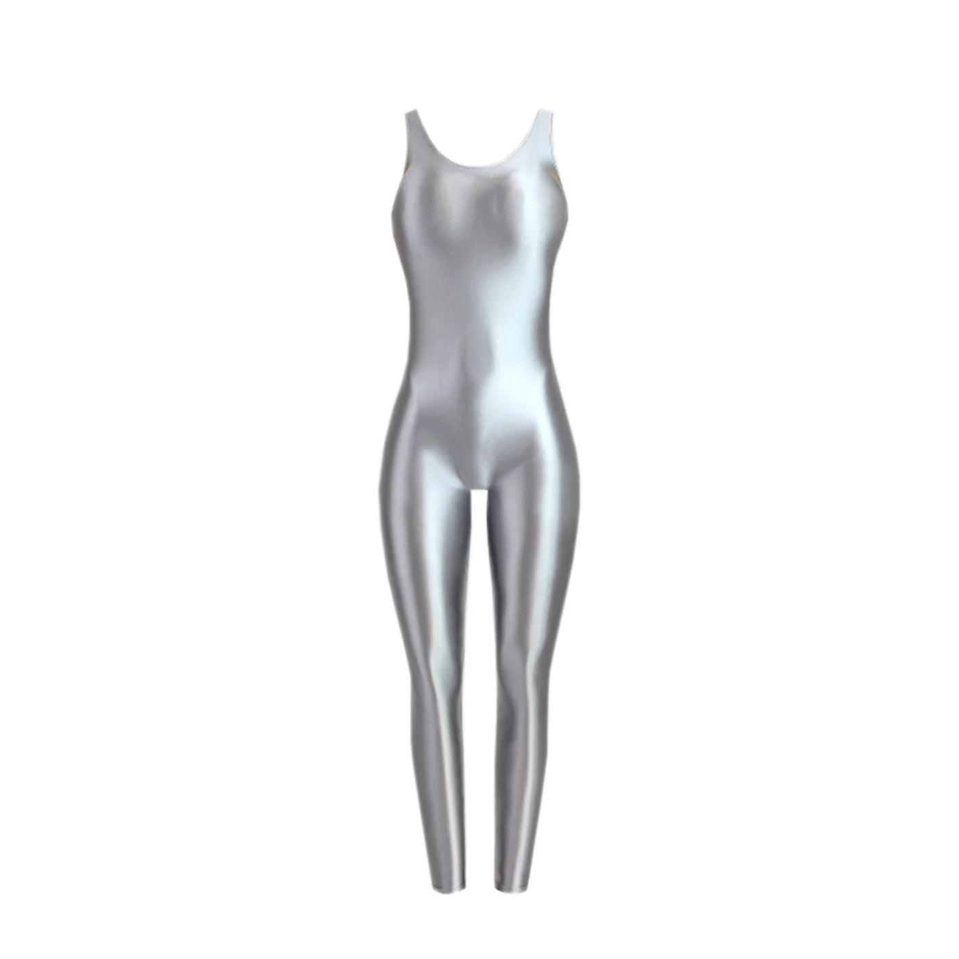 Faux Leather Shaping Jumpsuit - Sleeveless Body Sculpting One-Piece