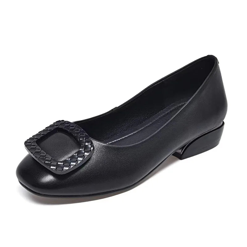 Women's Low Heel Leather Pumps – Shop at OWNLUXE