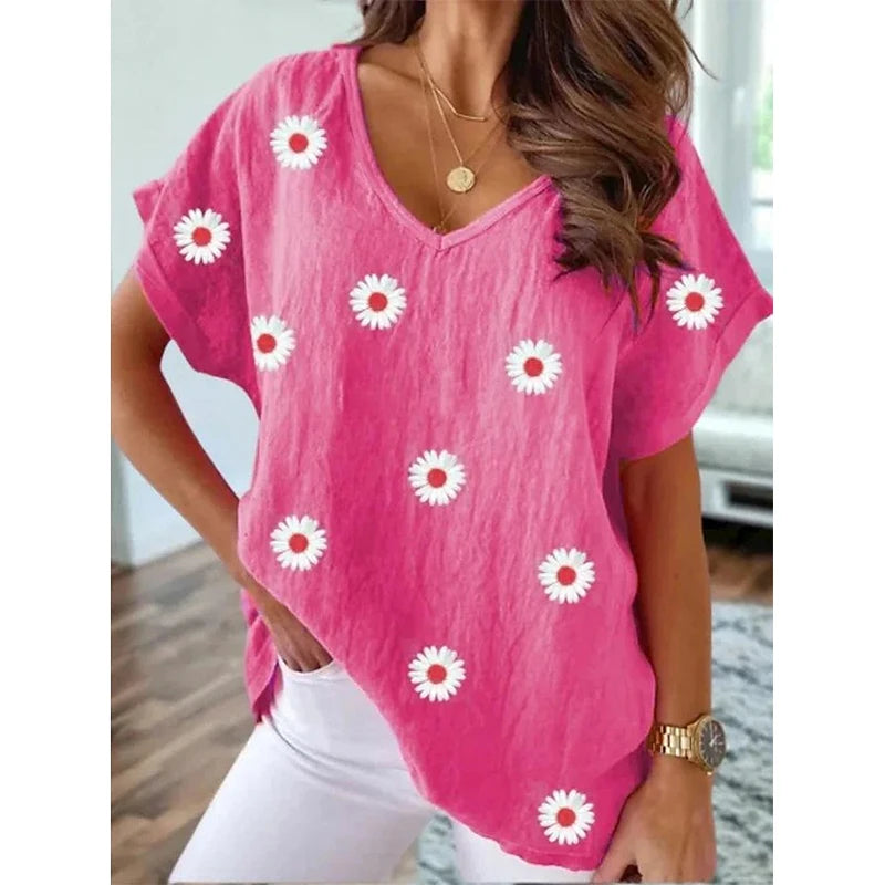 Digital Print V-Neck Tee / T-shirt à col en V imprimé numérique