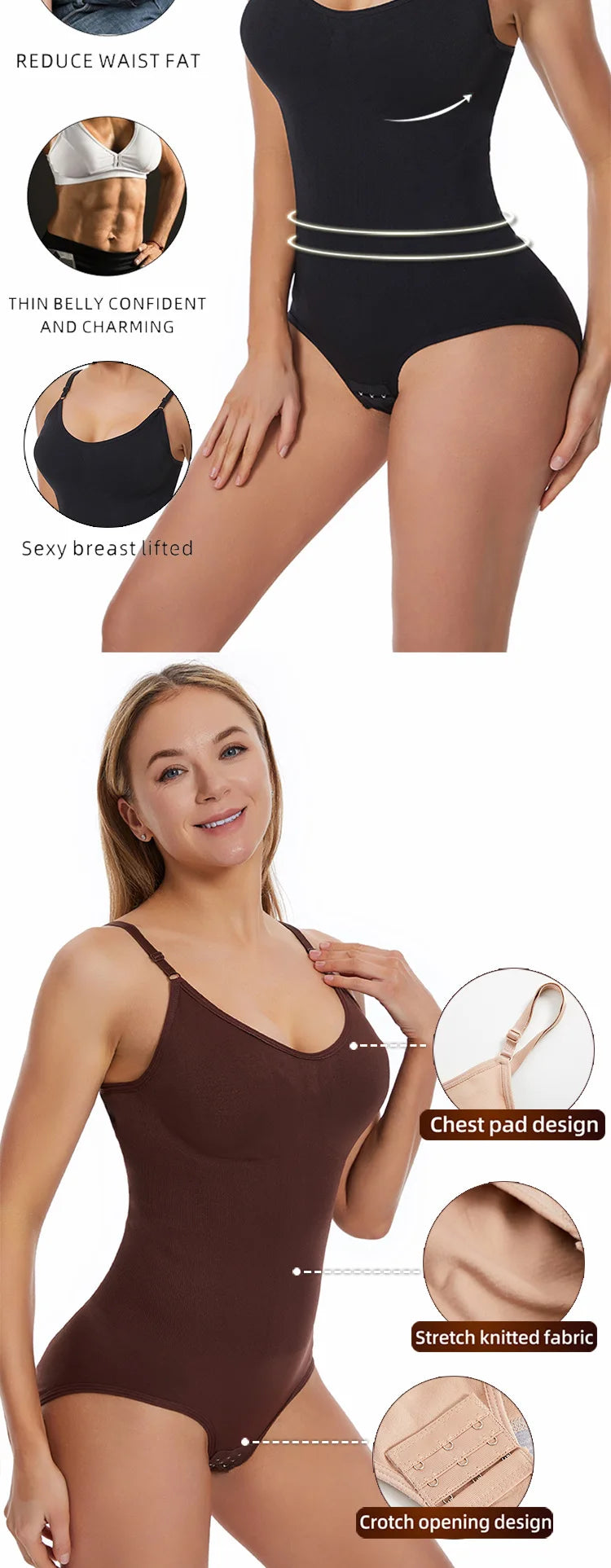 Tank Top Bodysuit Shapewear with Tummy Control & Shorts