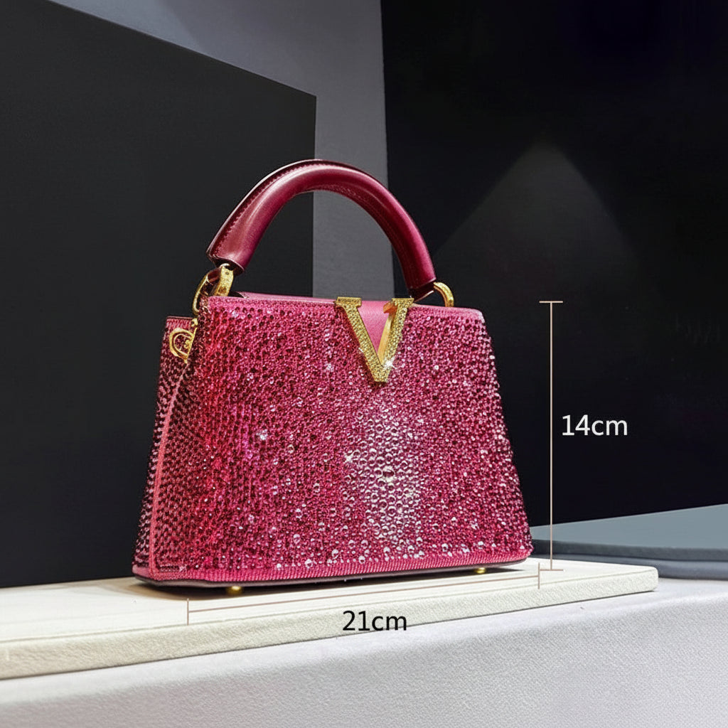 Rhinestone Embellished Leather Tote Bag - Luxury Crossbody Handbag | OWNLUXE