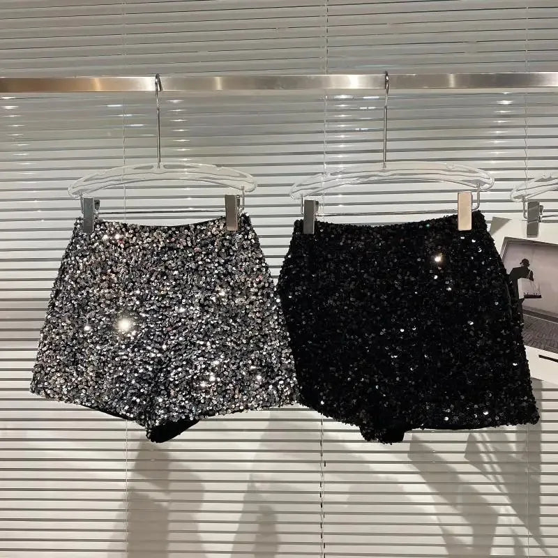 Velvet Sequin Shiny Shorts | OWNLUXE