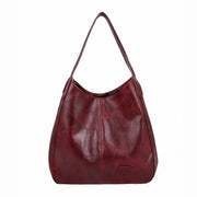 Vintage PU Leather Shoulder Bag – Structured Bucket Design