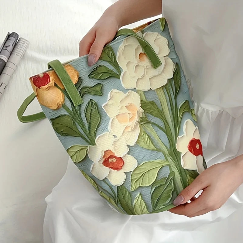 Spacious Oxford Fabric Floral Bucket Bag | OWNLUXE