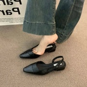 Women's Pointed Toe Low Heel Leather Sandals – Shop at OWNLUXE