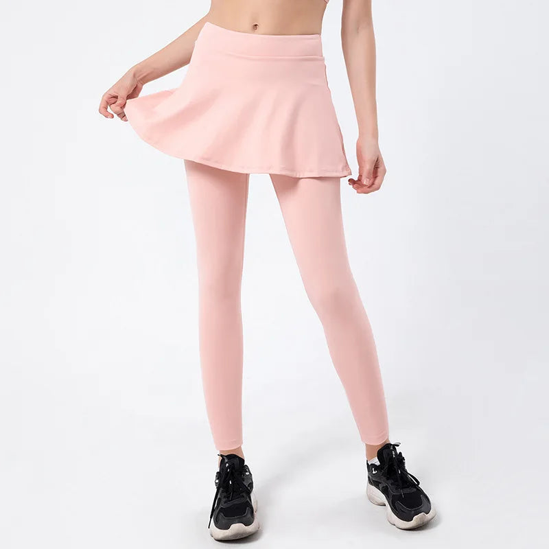 High Waist Sports Skort with Built-In Leggings - Tennis Golf Workout Skirt