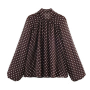 Polka Dot Long-Sleeve Blouse | OWNLUXE