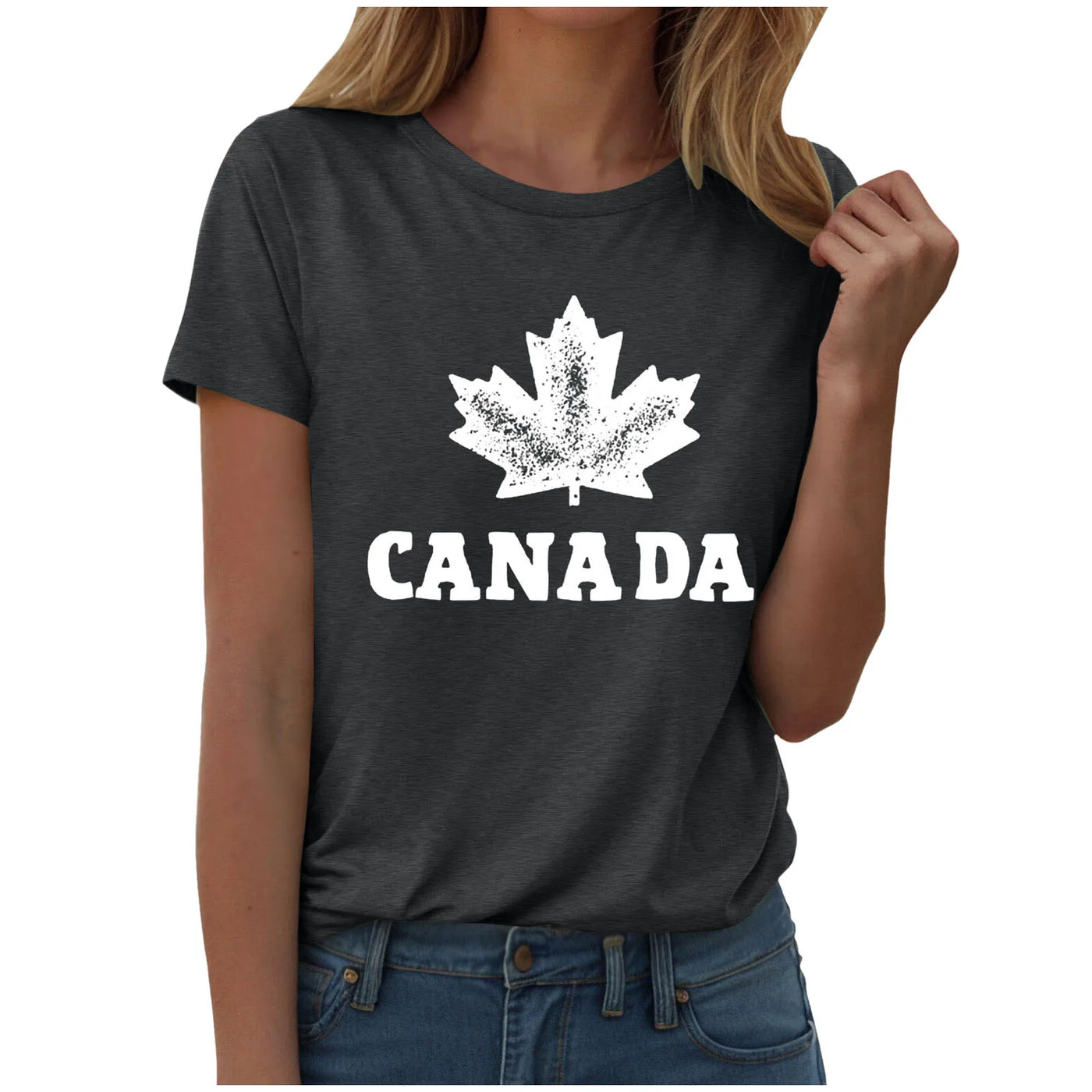 Canada Day Print T-Shirt Round Neck Short Sleeve | OWNLUXE