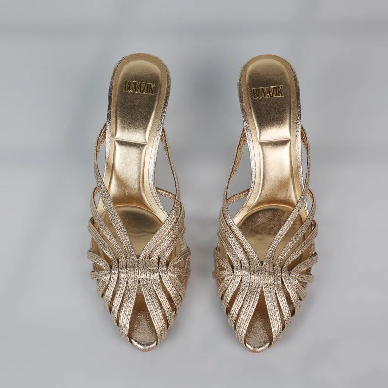Women's Pointed Toe Stiletto Pumps (Gold) – Shop at OWNLUXE