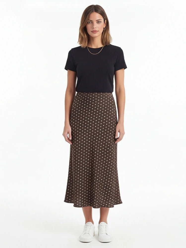 Printed Pleated Midi Vintage Skirt | OWNLUXE