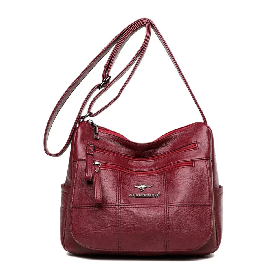 Multi-Pocket Leather Crossbody Bag | OWNLUXE