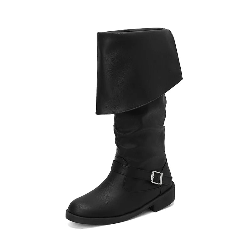 Mid-Calf Chelsea Boots with Low Square Heel – Casual Slip-On Style