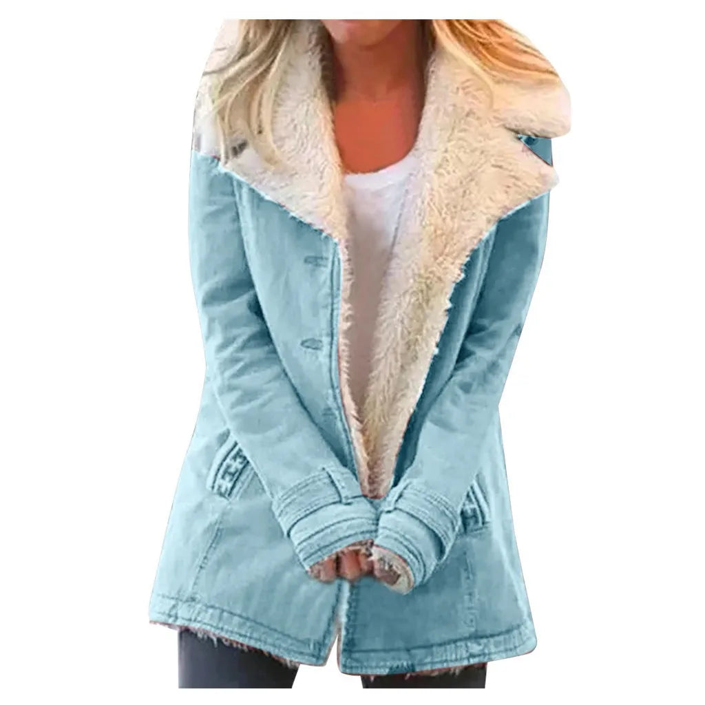 Faux Fur Fleece Coat - Warm Lamb Wool-Effect Winter Jacket