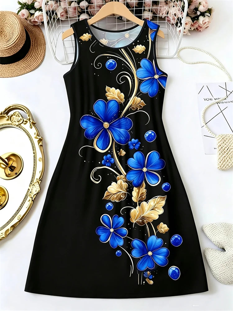 3D-Print Floral Print Sleeveless Printed Street | OWNLUXE