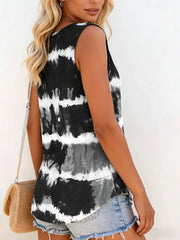 Tie-Dye V-Neck Sleeveless Relaxed-Fit Tank Top | OWNLUXE