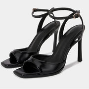 Women’s Ankle Strap Heeled Sandals – Square-Toe 9 cm Heel