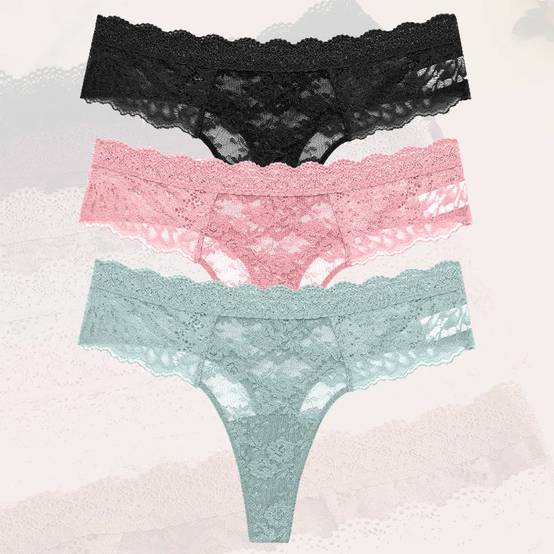3-Piece Lace Thong Set | OWNLUXE