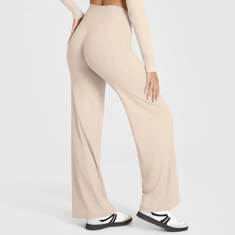 Women's Straight Leg Yoga Pants - Ultra Soft Mid-Waist Sports Trousers