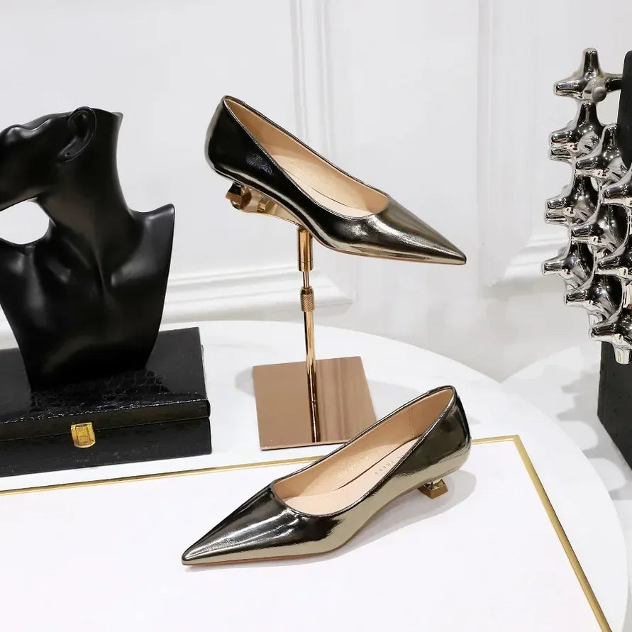Women's Pointed Toe Leather Pumps (Champagne) – Shop at OWNLUXE