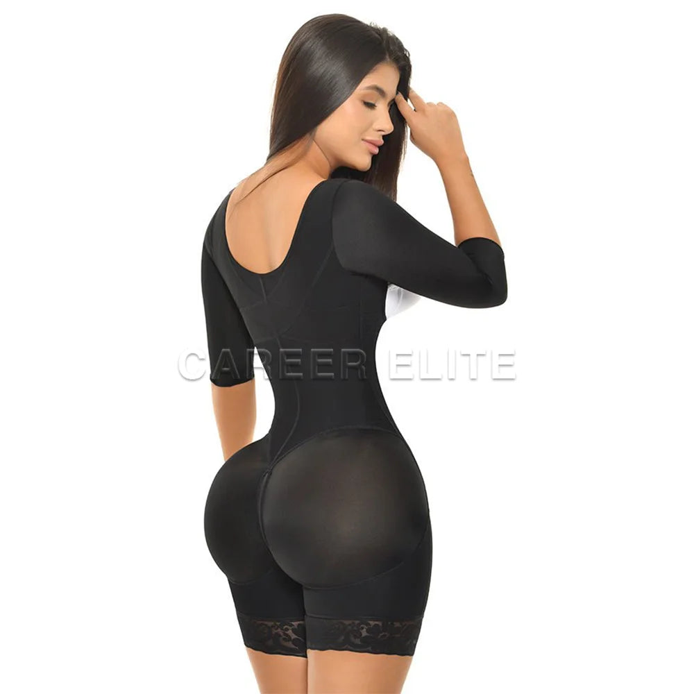 Seamless Shapewear Bodysuit with Sleeves & Support