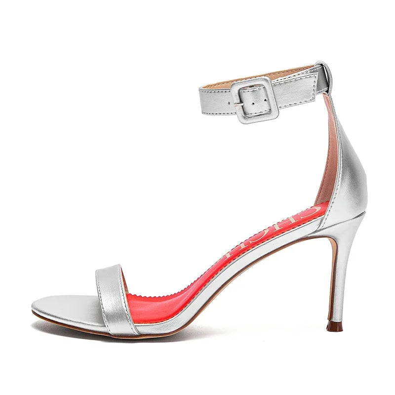 High heels sandals luxury brand 2025 summer new simple design wrap heel