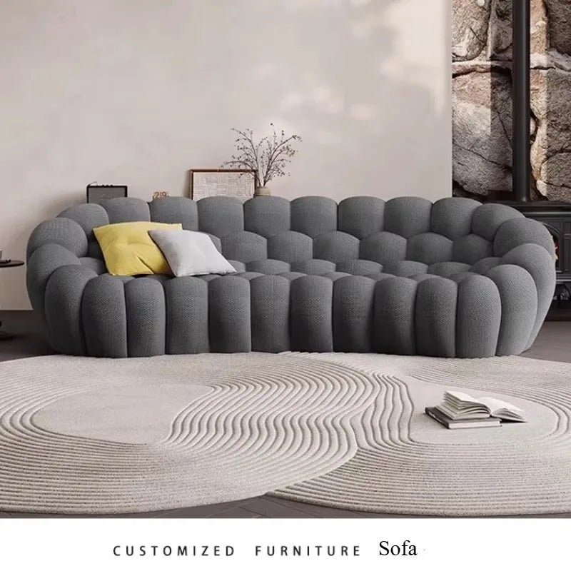 Minimalist U-Shaped Sofa with 3D Fabric All-Season Comfort