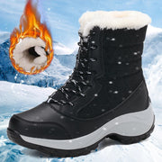 Winter Plush Mid‑Calf Boots – Warm Wedge Lace‑Up